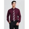 imageMens Solid Long Sleeve Dress Shirt with Matching Tie and Handkerchief Set Classic Button Down Formal Business Shirts06dark RedMaroon