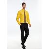 imageMens Solid Long Sleeve Dress Shirt with Matching Tie and Handkerchief Set Classic Button Down Formal Business Shirts06yellow 2