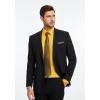 imageMens Solid Long Sleeve Dress Shirt with Matching Tie and Handkerchief Set Classic Button Down Formal Business Shirts06yellow 2