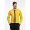 imageMens Solid Long Sleeve Dress Shirt with Matching Tie and Handkerchief Set Classic Button Down Formal Business Shirts06yellow 2
