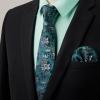 imageMens Solid Long Sleeve Dress Shirt with Matching Tie and Handkerchief Set Classic Button Down Formal Business Shirts07aqua