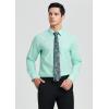 imageMens Solid Long Sleeve Dress Shirt with Matching Tie and Handkerchief Set Classic Button Down Formal Business Shirts07aqua
