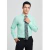 imageMens Solid Long Sleeve Dress Shirt with Matching Tie and Handkerchief Set Classic Button Down Formal Business Shirts07aqua
