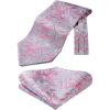 imageHISDERN Ascot Ties for Men Paisley Cravat Tie and Pocket Square Set Floral Mens Ascot Scarf Handkerchief Wedding PartyCpink
