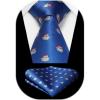imageHISDERN Christmas Ties for Men Holiday Festival Funny Tie and Pocket Square Set Vacation Xmas Party Necktie HandkerchiefC1 Royal Blue  Snowman