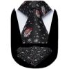 imageHISDERN Christmas Ties for Men Holiday Festival Funny Tie and Pocket Square Set Vacation Xmas Party Necktie HandkerchiefD2 Black  Snowman