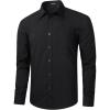 imageHISDERN Mens Business Dress Shirts Long Sleeve Casual Button Down Shirt Formal Inner Collar Contrast Shirt for Men WeddingAll Black