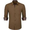 imageHISDERN Mens Business Dress Shirts Long Sleeve Casual Button Down Shirt Formal Inner Collar Contrast Shirt for Men WeddingDark Brown  Paisley