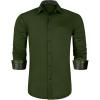 imageHISDERN Mens Business Dress Shirts Long Sleeve Casual Button Down Shirt Formal Inner Collar Contrast Shirt for Men WeddingGreen  Army Green