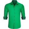 imageHISDERN Mens Business Dress Shirts Long Sleeve Casual Button Down Shirt Formal Inner Collar Contrast Shirt for Men WeddingHunter Green