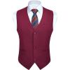imageHISDERN Mens Suit Vest Business Formal Dress Vests for Men Solid Color Casual Wedding Tuxedo Party WaistcoatA08 Suit Vest Burgundy