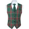 imageHISDERN Mens Suit Vest Business Suit Vests for Men Formal Slim Fit Solid Wedding Dress Waistcoat for VNeck Tuxedo VestGreen  Red Plaidflap Pocket