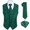 imageHISDERN Mens Vest Tie Set Paisley Floral Jacquard Necktie Pocket Square 3PCS Waistcoat for Suit or Tuxedo Wedding PartyCgreen 1