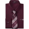 imageMens Solid Long Sleeve Dress Shirt with Matching Tie and Handkerchief Set Classic Button Down Formal Business Shirts06dark RedMaroon