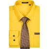 imageMens Solid Long Sleeve Dress Shirt with Matching Tie and Handkerchief Set Classic Button Down Formal Business Shirts06yellow 2