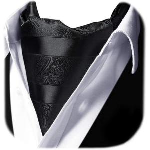imageHISDERN Ascot Tie Mens Cravat Ties Floral Paisley Polka Dot Jacquard Self Ascots Cravat Scarf Wedding PartyBblack 1