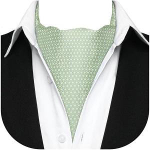 imageHISDERN Ascot Tie Mens Cravat Ties Floral Paisley Polka Dot Jacquard Self Ascots Cravat Scarf Wedding PartyGsage Green