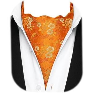 imageHISDERN Ascot Tie Mens Cravat Ties Floral Paisley Polka Dot Jacquard Self Ascots Cravat Scarf Wedding PartyHorange 1
