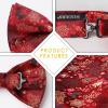 imageHISDERN Christmas Bow Tie and Pocket Square Set Pre Tied Bowties for Men Xmas Festival Woven Bowtie with Handkerchief06red  Gold
