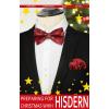 imageHISDERN Christmas Bow Tie and Pocket Square Set Pre Tied Bowties for Men Xmas Festival Woven Bowtie with Handkerchief06red  Gold