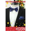 imageHISDERN Christmas Bow Tie and Pocket Square Set Pre Tied Bowties for Men Xmas Festival Woven Bowtie with Handkerchief07blue  White  Red