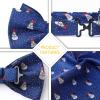 imageHISDERN Christmas Bow Tie and Pocket Square Set Pre Tied Bowties for Men Xmas Festival Woven Bowtie with Handkerchief07blue  White  Red
