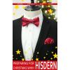 imageHISDERN Christmas Bow Tie and Pocket Square Set Pre Tied Bowties for Men Xmas Festival Woven Bowtie with Handkerchief10red  White  Black