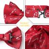 imageHISDERN Christmas Bow Tie and Pocket Square Set Pre Tied Bowties for Men Xmas Festival Woven Bowtie with Handkerchief10red  White  Black