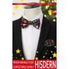 imageHISDERN Christmas Bow Tie and Pocket Square Set Pre Tied Bowties for Men Xmas Festival Woven Bowtie with Handkerchief17black  Red  Green
