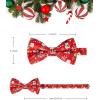 imageHISDERN Christmas Bow Tie and Pocket Square Set Pre Tied Bowties for Men Xmas Festival Woven Bowtie with Handkerchief18red  White  Black