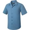 imageHISDERN Mens Casual Button Down Shirt Short Sleeve Cuban Collar Beach Shirts for Men Summer Button Up Guayabera ShirtsCdenim Blue