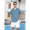 imageHISDERN Mens Casual Button Down Shirt Short Sleeve Cuban Collar Beach Shirts for Men Summer Button Up Guayabera ShirtsCdenim Blue