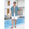 imageHISDERN Mens Casual Button Down Shirt Short Sleeve Cuban Collar Beach Shirts for Men Summer Button Up Guayabera ShirtsCdenim Blue