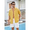 imageHISDERN Mens Casual Button Down Shirt Short Sleeve Cuban Collar Beach Shirts for Men Summer Button Up Guayabera ShirtsEyellowGold