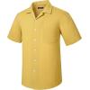 imageHISDERN Mens Casual Button Down Shirt Short Sleeve Cuban Collar Beach Shirts for Men Summer Button Up Guayabera ShirtsEyellowGold