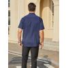 imageHISDERN Mens Dress Shirts Short Sleeve Regular Fit Casual Button Down Shirt Inner Contrast Business Formal Pocket ShirtB1blue2no Printed Sleeves