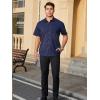 imageHISDERN Mens Dress Shirts Short Sleeve Regular Fit Casual Button Down Shirt Inner Contrast Business Formal Pocket ShirtB1blue2no Printed Sleeves
