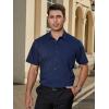 imageHISDERN Mens Dress Shirts Short Sleeve Regular Fit Casual Button Down Shirt Inner Contrast Business Formal Pocket ShirtB1blue2no Printed Sleeves