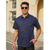imageHISDERN Mens Dress Shirts Short Sleeve Regular Fit Casual Button Down Shirt Inner Contrast Business Formal Pocket ShirtB1blue2no Printed Sleeves