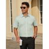 imageHISDERN Mens Dress Shirts Short Sleeve Regular Fit Casual Button Down Shirt Inner Contrast Business Formal Pocket ShirtB1green4no Printed Sleeves