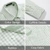 imageHISDERN Mens Plaid Button Down Shirt Long Sleeve Dress Shirts for Men Casual Wrinkle Free Regular Fit Work Shirt with PocketDsage Green