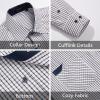 imageHISDERN Mens Plaid Button Down Shirt Long Sleeve Dress Shirts for Men Casual Wrinkle Free Regular Fit Work Shirt with PocketIwhite