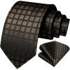 imageHISDERN Mens Ties Plaid Tie and Pocket Square Set Classic Woven Formal Checkered Neckties ampamp Handkerchief Wedding PartyChocolate Checkered