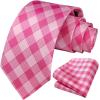 imageHISDERN Mens Ties Plaid Tie and Pocket Square Set Classic Woven Formal Checkered Neckties ampamp Handkerchief Wedding PartyCpink Stripe