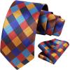 imageHISDERN Mens Ties Plaid Tie and Pocket Square Set Classic Woven Formal Checkered Neckties ampamp Handkerchief Wedding PartyOrange  Blue  Brown