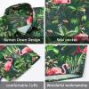 imageMens Hawaiian Shirts Short Sleeve Floral Tropical Aloha Shirt Casual Summer Button Down Holiday Beach Shirt with Pocket26greenPalm LeavesFlamingo