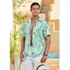 imageMens Hawaiian Shirts Short Sleeve Floral Tropical Aloha Shirt Casual Summer Button Down Holiday Beach Shirt with Pocket29celandine GreenPalm Leaves