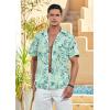 imageMens Hawaiian Shirts Short Sleeve Floral Tropical Aloha Shirt Casual Summer Button Down Holiday Beach Shirt with Pocket29celandine GreenPalm Leaves