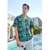 imageMens Hawaiian Shirts Short Sleeve Tropical Aloha Hawaiian Shirts for Men Button Down Casual Summer Beach Shirt02black Green Blue