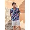imageMens Hawaiian Shirts Short Sleeve Tropical Aloha Hawaiian Shirts for Men Button Down Casual Summer Beach Shirt04navy Blue Purple